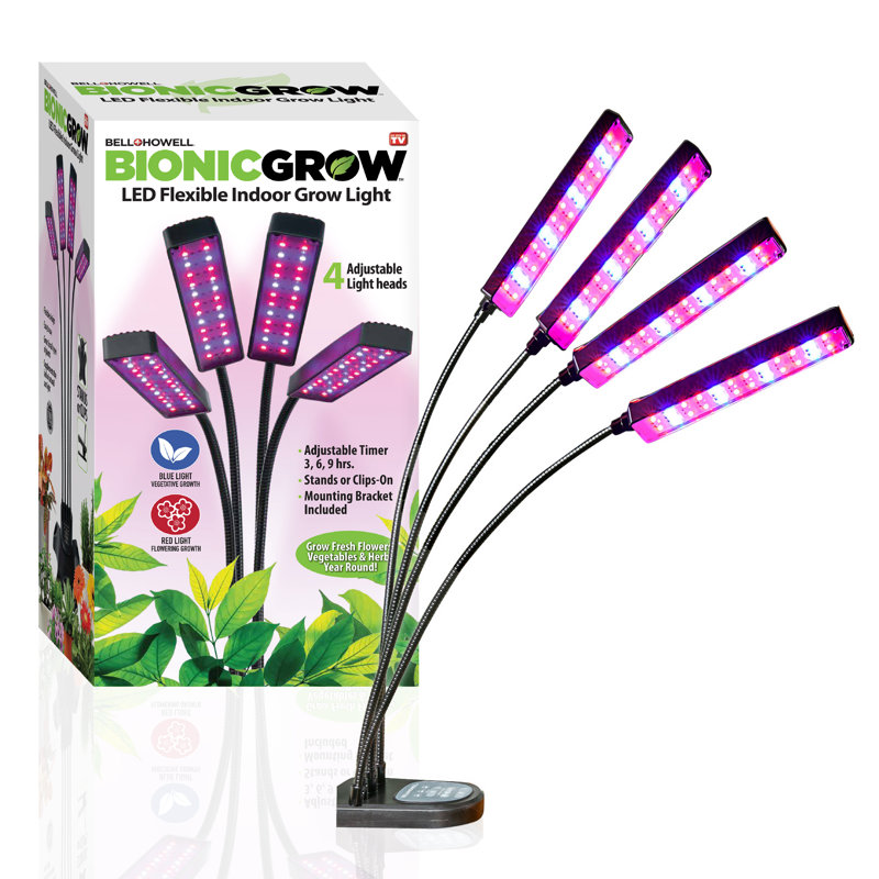 Bell+Howell Bionic Growburst 24" Indoor Plant Growing LED Lamp with 8 Brightness Settings, 3 Light Modes, 4 Heads
