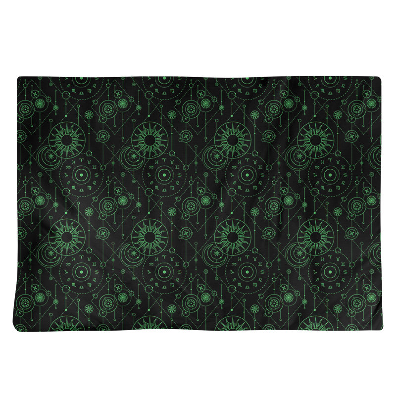 Napperon en coton 18 po astrologie, Noir / Vert