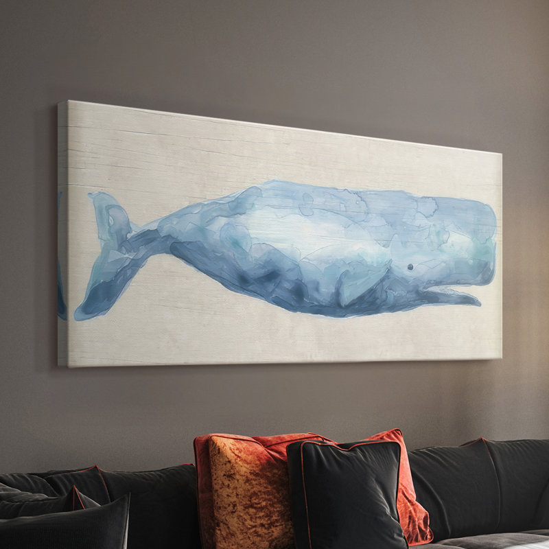 Baleine rustique I - Toile tendue avec châssis - Prêt à accrocher, H 16 po x l 32 po