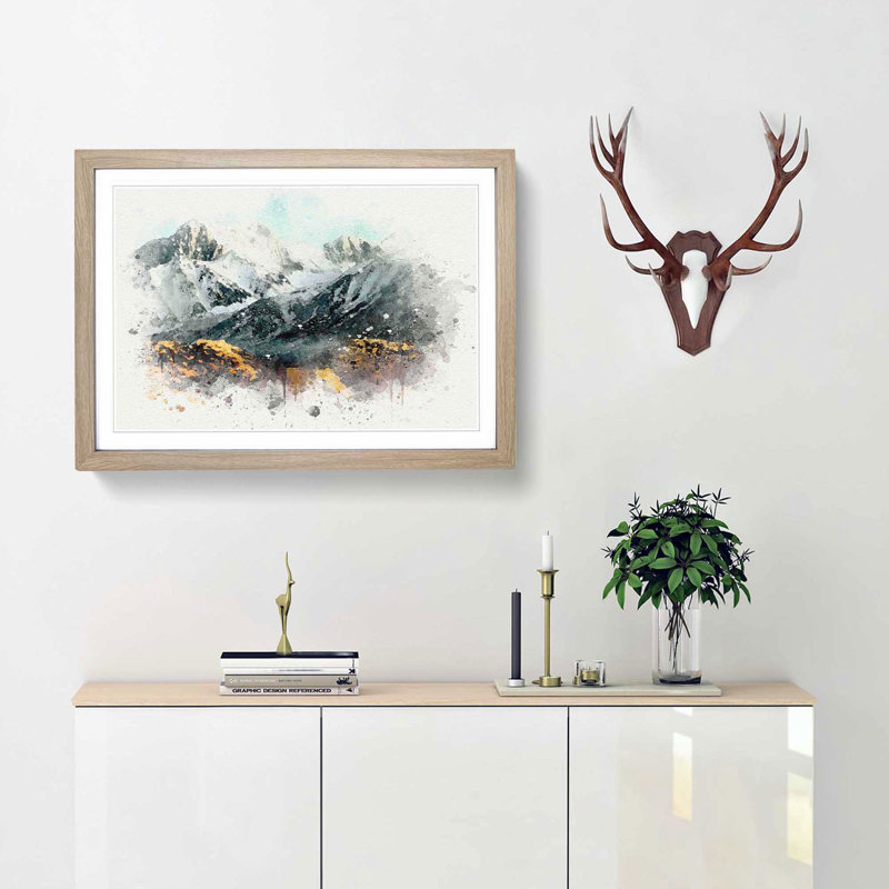 Road to the Mountains in California in Abstract - Picture Frame Graphic Art Print, 40cm H x 60cm W x 2cm D, Oak