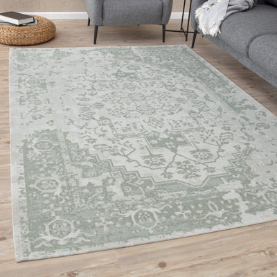 Carina Modern Washable Rugs in Green | 6961