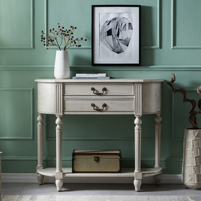 Console demi-cercle en bois massif gris