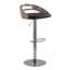Tabouret de bar réglable avec pivot en métal chromé, bois et similicuir avec repose-pieds ovale