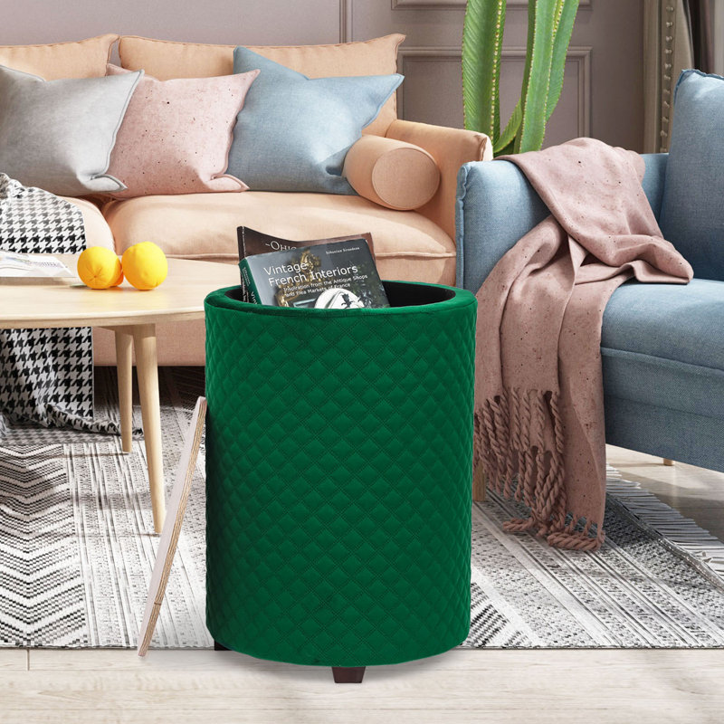Table de bout avec rangement Jhai, Velours vert