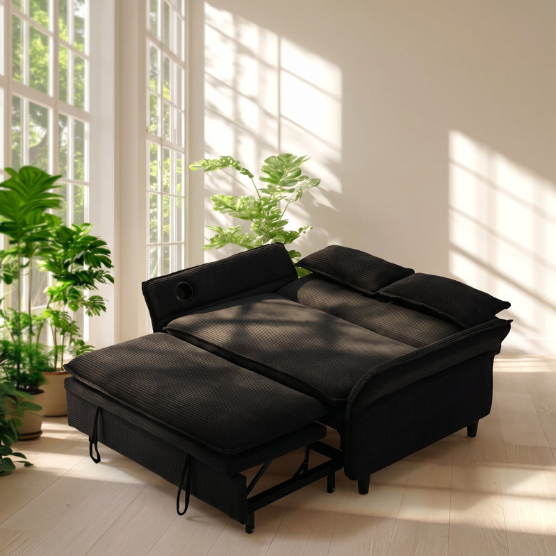 JZR 65.74" W x 37" D x 34" H Adjustable Corduroy Full Sleeper Sofa Bed