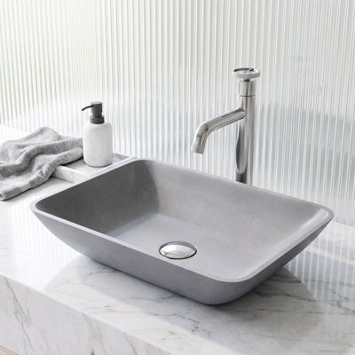 Lavabo de salle de bain rectangulaire fait à la main gris Duomo L 18 po x l 13 po x H 4 po Duomo