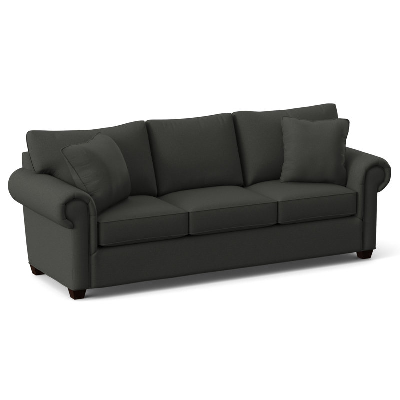 Grace 86" Round Arm Sofa with Reversible Cushions, Dorset Charcoal