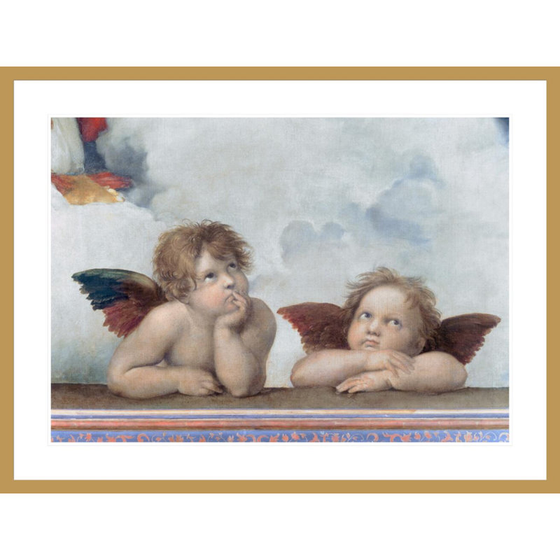 Putti de la Madone Sixtine par Raphael, H 31,62 po x l 41,5 po