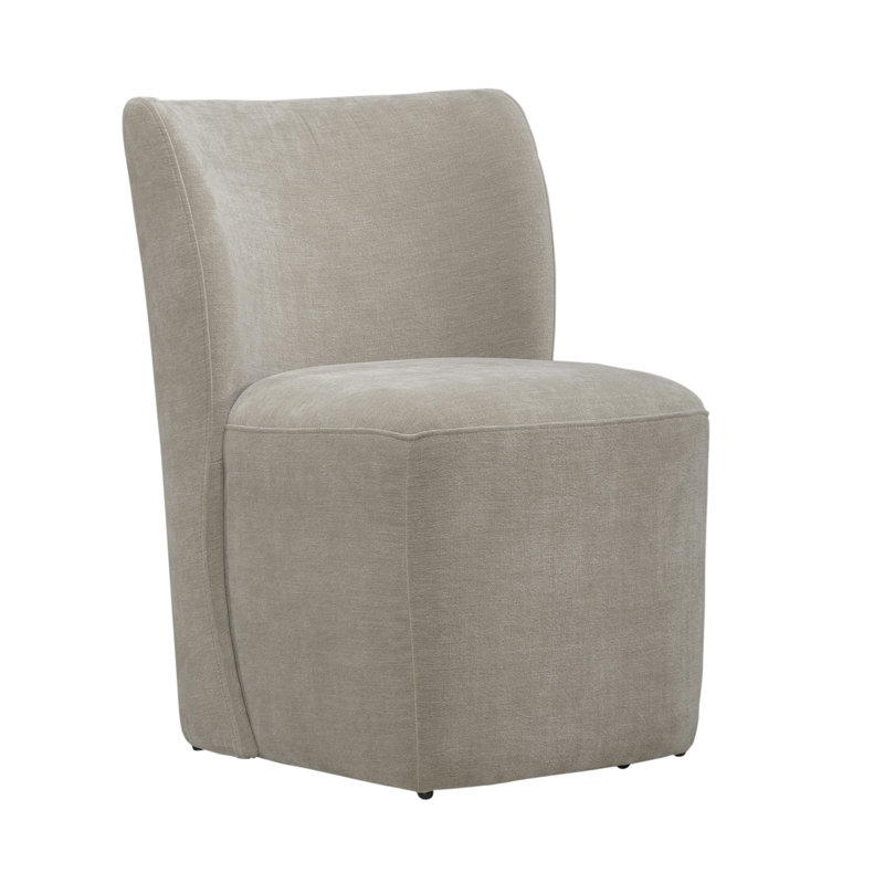 Faouzi Accent Dining Chair W/ Casters, Cream Polyester