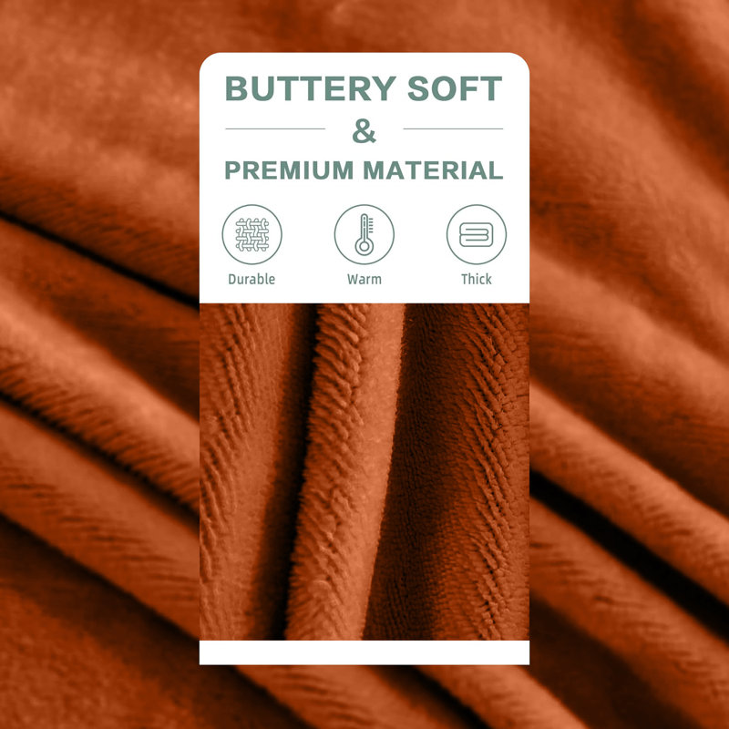 Adamczyk Soft Touch Mink Faux Fur Plush Sofa Throw/Blanket , 150cm x 200cm, Rust