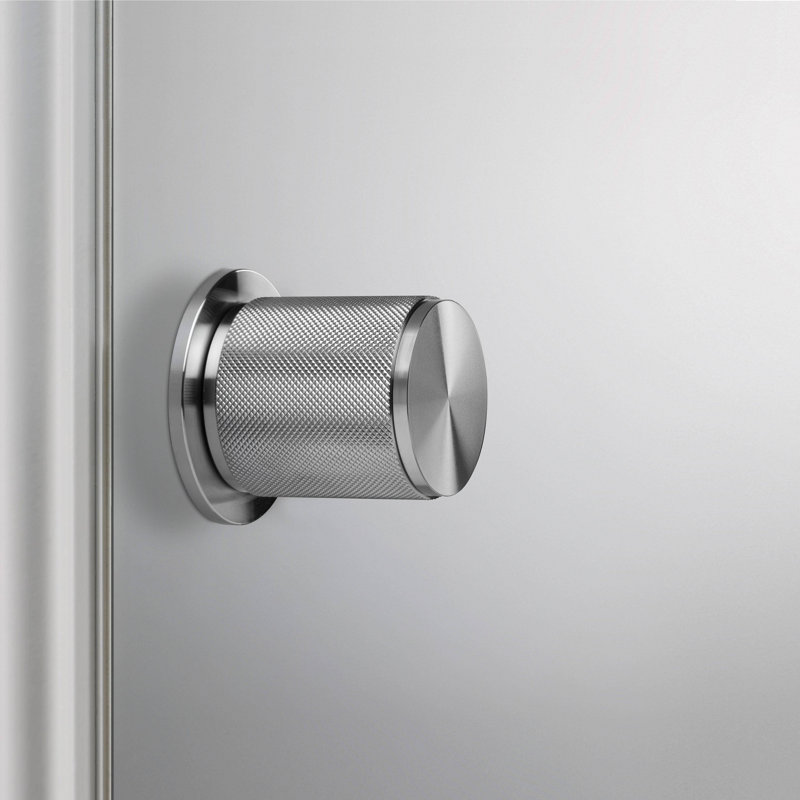 Cylindrical Knob with Round Rosette, Steel