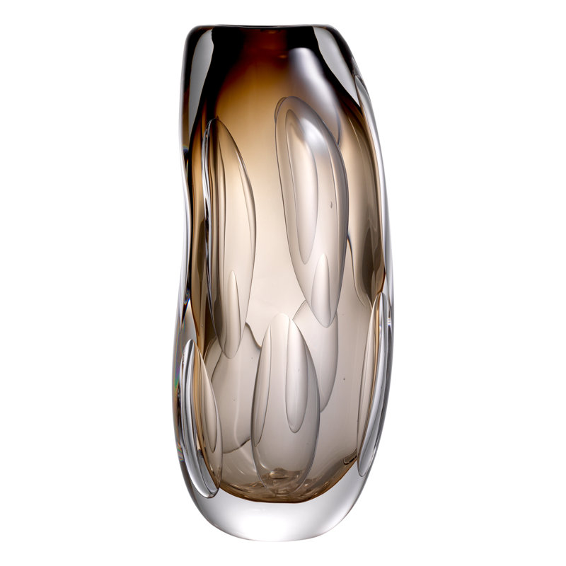 Sianni Handmade Glass Table Vase, Brown, 13" H x 6" W x 4" D