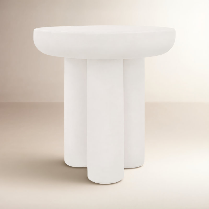 Ansel Concrete Top End Table, Cream