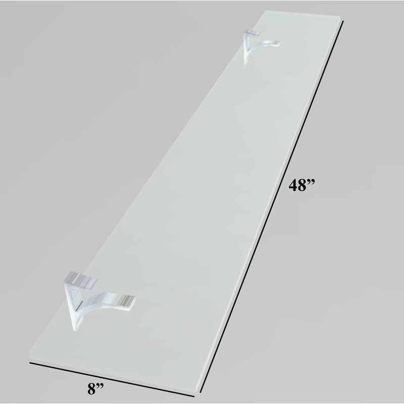 Tablette murale en verre Electra, Chrome, H 2,86 po x l 48 po x P 8,5 po