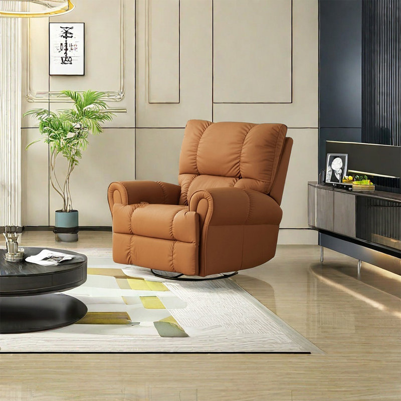Oege Faux Leather Recliner, Orange Faux Leather