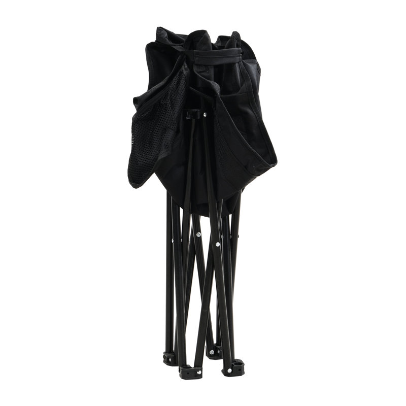 2Pcs Portable Folding Black Outdoor Camping Chairs With Carry Bag, Comfortable Seating Experience, Side Pocket For Snacks, Steel Frame, Great Gatherings Foldable , Structure, Ideal Fishing And Hiking