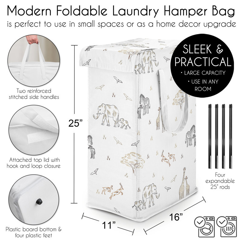 Serengeti Animals Foldable Laundry Hamper with Handles by Sweet Jojo Designs