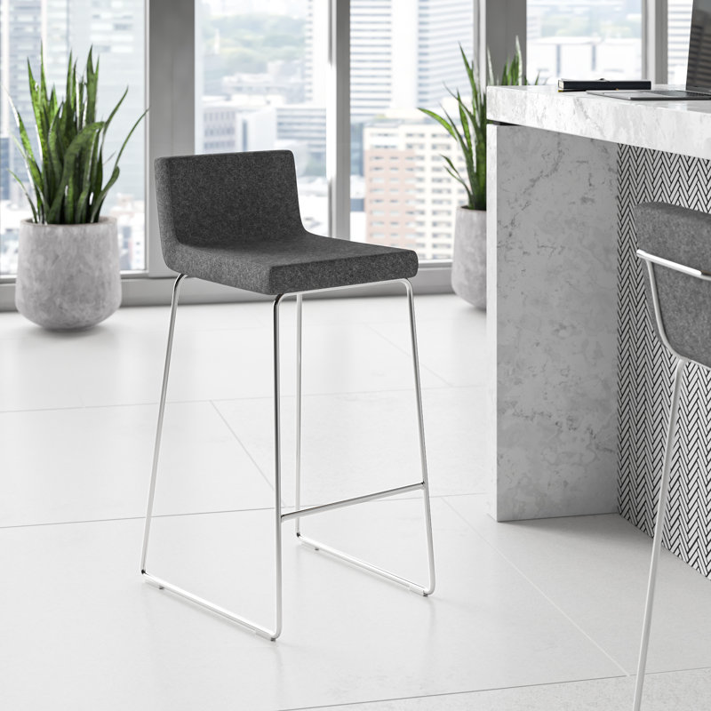 Tabouret de bar et de comptoir Gladwell, Gris foncé, Tabouret de comptoir (siège d'une hauteur de 25,5