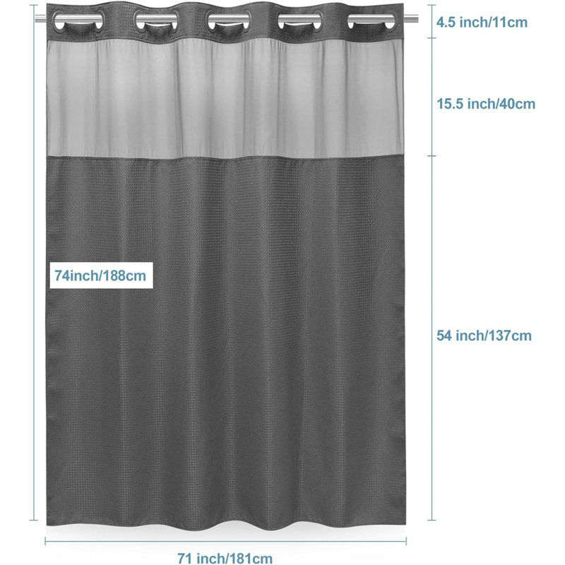 Rideau de douche No Hook, Gris anthracite