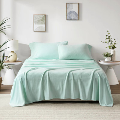 4 pièces pour grand lit, 100% molleton, doux, confortable, boulochage, lavable à la machine, drap plat, taies d'oreiller ajustées, matelas de 16 po