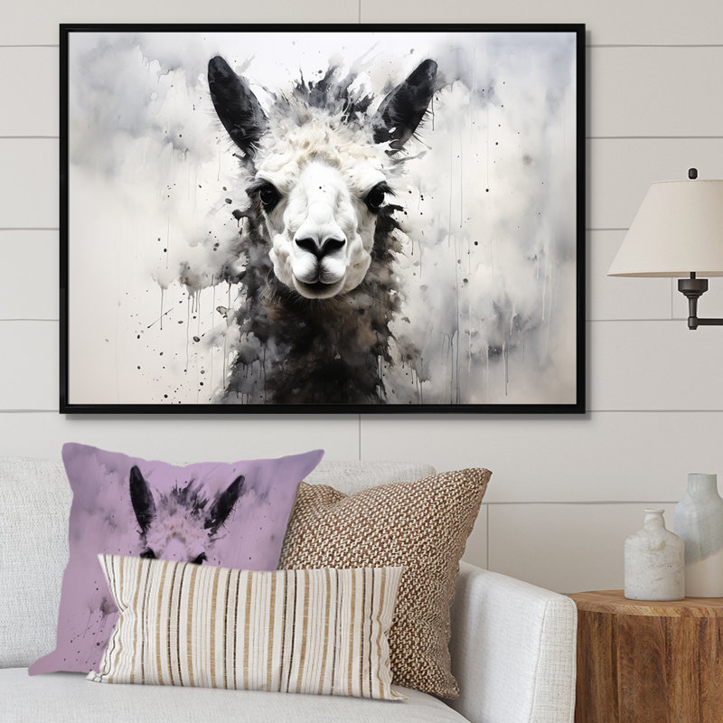 Noir et blanc, minimalisme, alpaga monochrome I, H 16 po x l 32 po x P 1 po, Cadre flottant noir