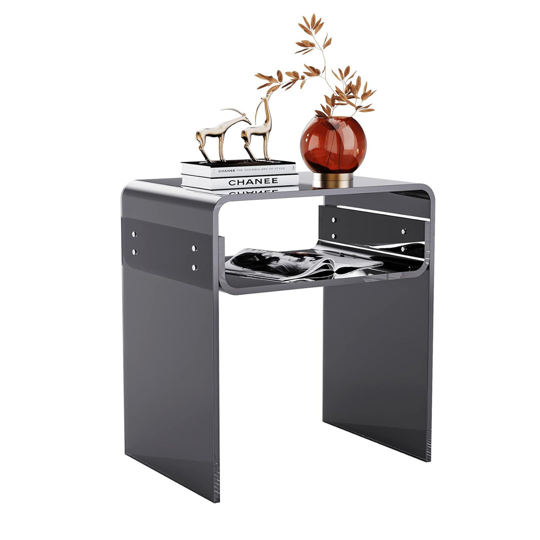 Devontre Modern Acrylic 2-Tier Home Decor, Nightstand, Anti-scratch Modern Side Table Ivy Bronx