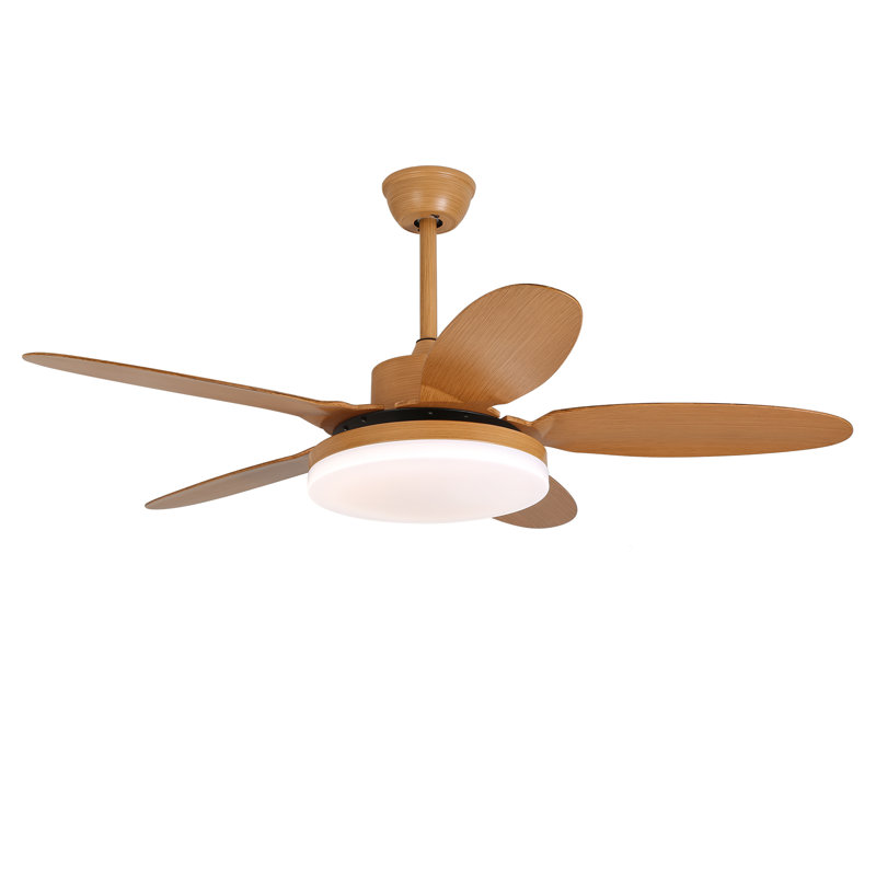 48-Inch Wood Color Ceiling Fan with Light & Remote