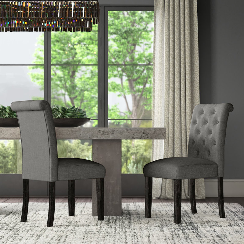 Julian Tufted Upholstered Side Chair, Gray