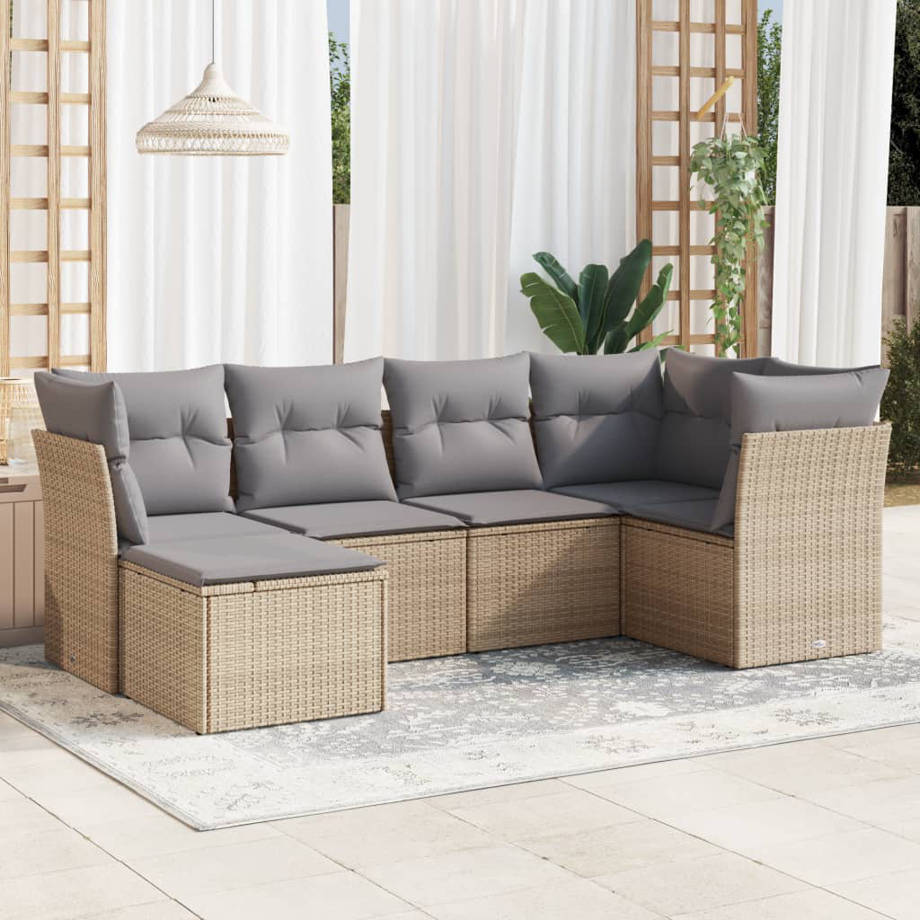 Vidaxl 6-Tlg. Garten-Sofagarnitur aus Polyrattan mit Kissen