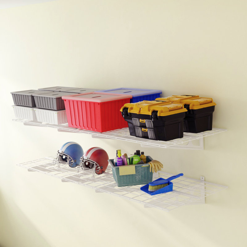 Tablettes de rangement murales pour garage, Blanc, H 12,2 po x l 72 po x P 24 po