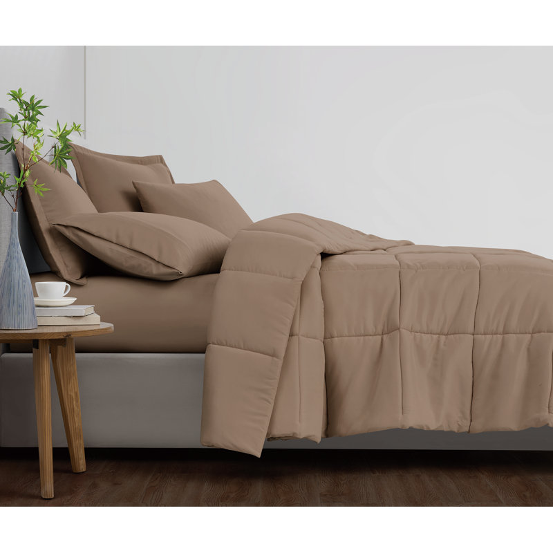 Cannon Heritage Solid Comforter Set, Mushroom, Queen Comforter + 2 Shams