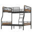 Lit superposé double au-dessus de grand lit double, surface lisse pour, noir confortable avec marches en mousse