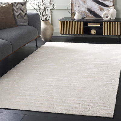 Soho 177 Hand Tufted Viscose/Wool Geometric Shapes Rug in Ivory/Beige