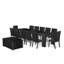 Ensemble de table de salle à manger 14 pièces comprenant une table de cuisine rectangulaire avec une table basse et 12 chaises en tissu de lin noir, noir brossé-1756691991-1776313193-1776313194
