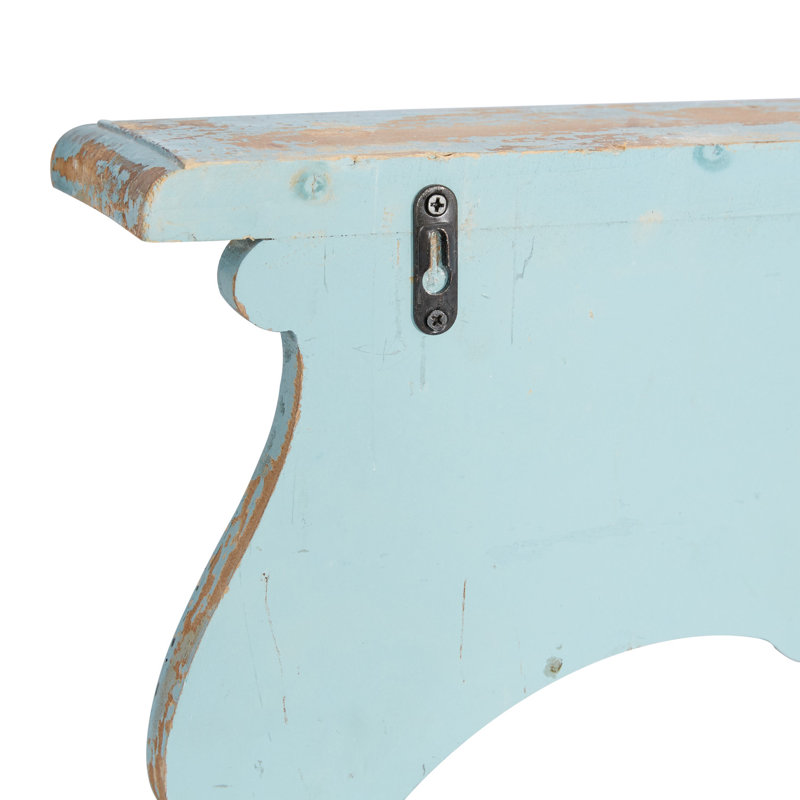 Wood 1 Shelf Scroll Blue Wall Shelf