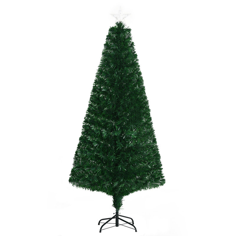 6' Tall Douglas Fir Pre-Lit Artificial Christmas Tree With Realistic Branches, 24 Multi-Colour LED Lights, Fibre Optics And 230 Tips