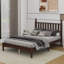 Base de lit double en bois avec tête de lit en forme de gourde, lit plateforme double avec support en lattes de bois, lit plateforme de style rétro-398424638