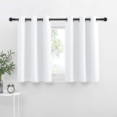 Blackout Small Window Valances, Rustic Farmhouse Curtains Grommet Top Thermal Insulated Window Drapes for Kitchen/Bathroom/Basement, 2 Panels.