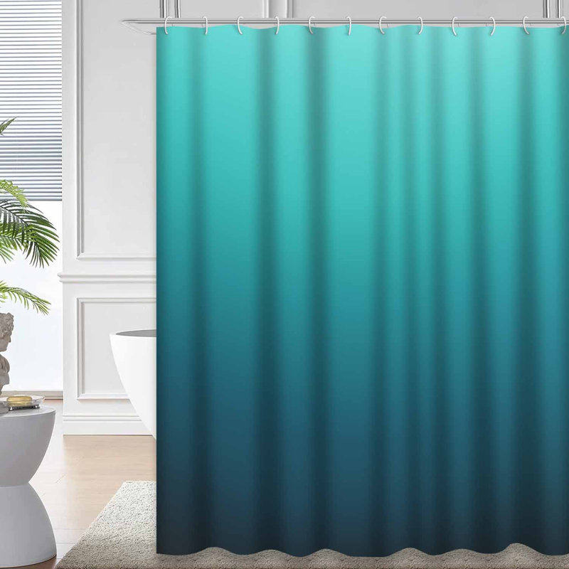 Rideau de douche bleu imperméable, rideaux de douche pour la salle de bain avec 12 crochets, 72" L x 84" W