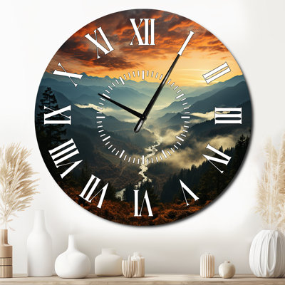 USA Great Smoky Mountains In Sunset - Landscapes White Face Wall Clock