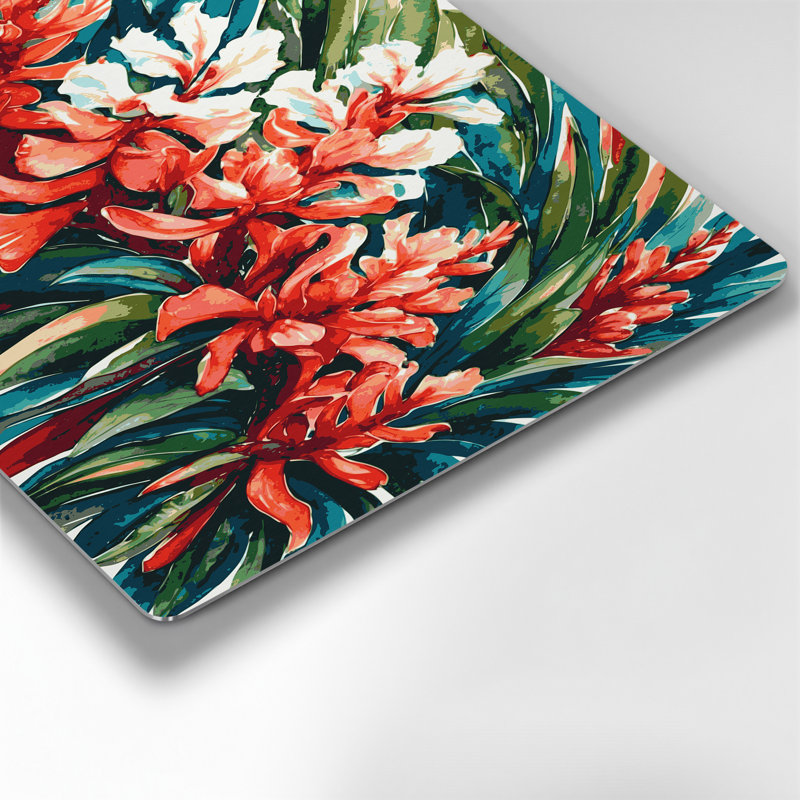 Hawaiian Ginger Flowers Grey Metal Wall Art, 11" H x 14" W