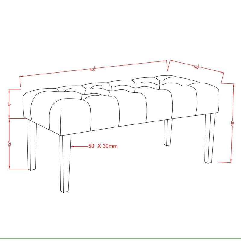 Edith Polyester Upholstered Bench, Brown
