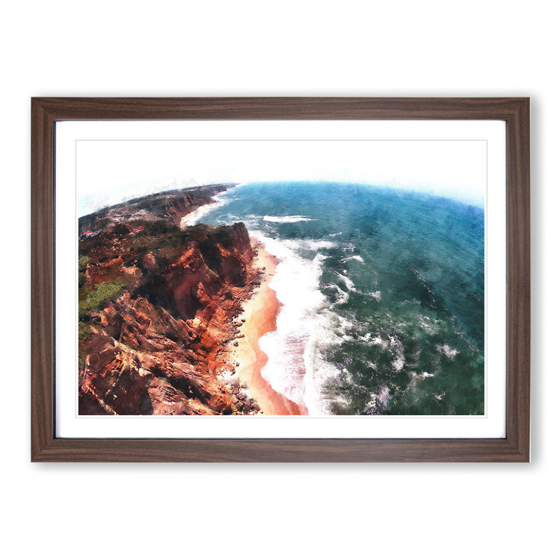 The Coast of Portugal - Picture Frame Graphic Art, 48cm H x 65cm W x 2cm D, Walnut Framed