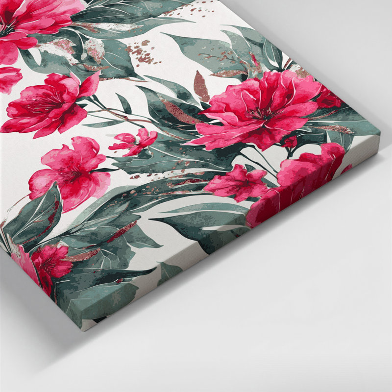Aquarelle, art floral gris sur toile, H 8 po x l 10 po