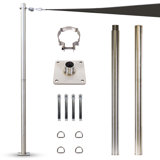 Mât en acier inoxydable Royal Shade, robuste avec plaque de base et pince de fixation à hauteur réglable