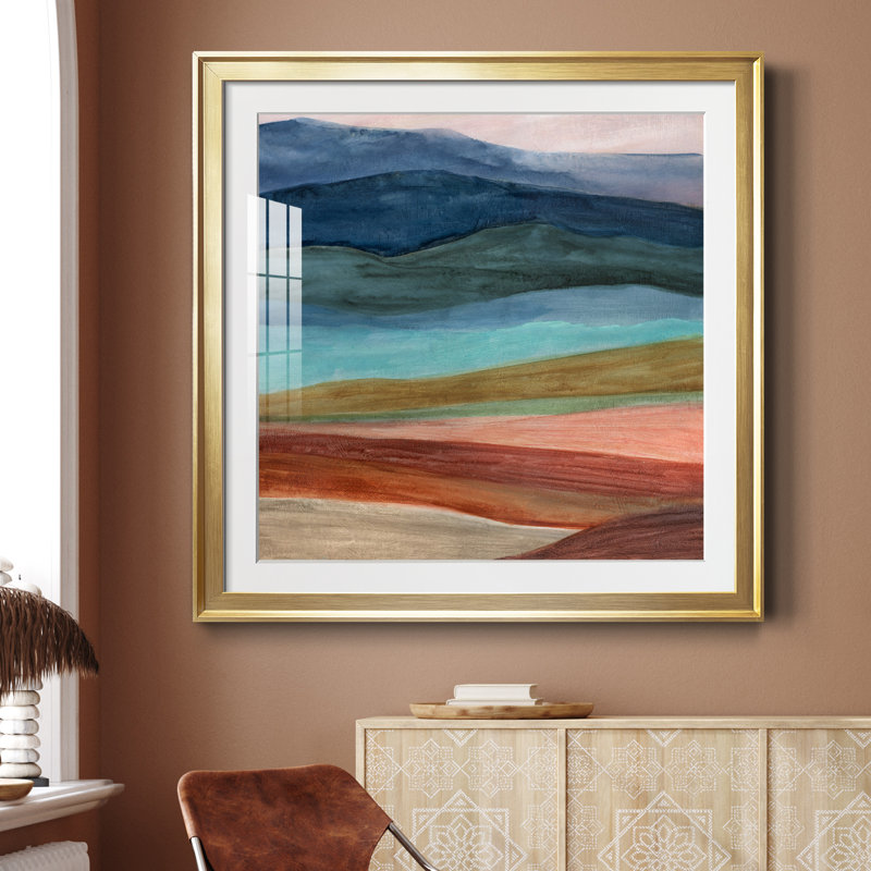 Desert Desert Layers - Peinture encadrée, H 34,5 po x l 34,5 po x P 1,5 po, Papier encadré doré