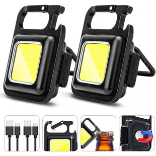 Keychain Work Light Keychain Flashlights 4 Light Modes,Keychain Light Emergency Light with Folding Bracket Bottle Opener for Fishing,Camping and Walking 2Pack (Set of 2)
