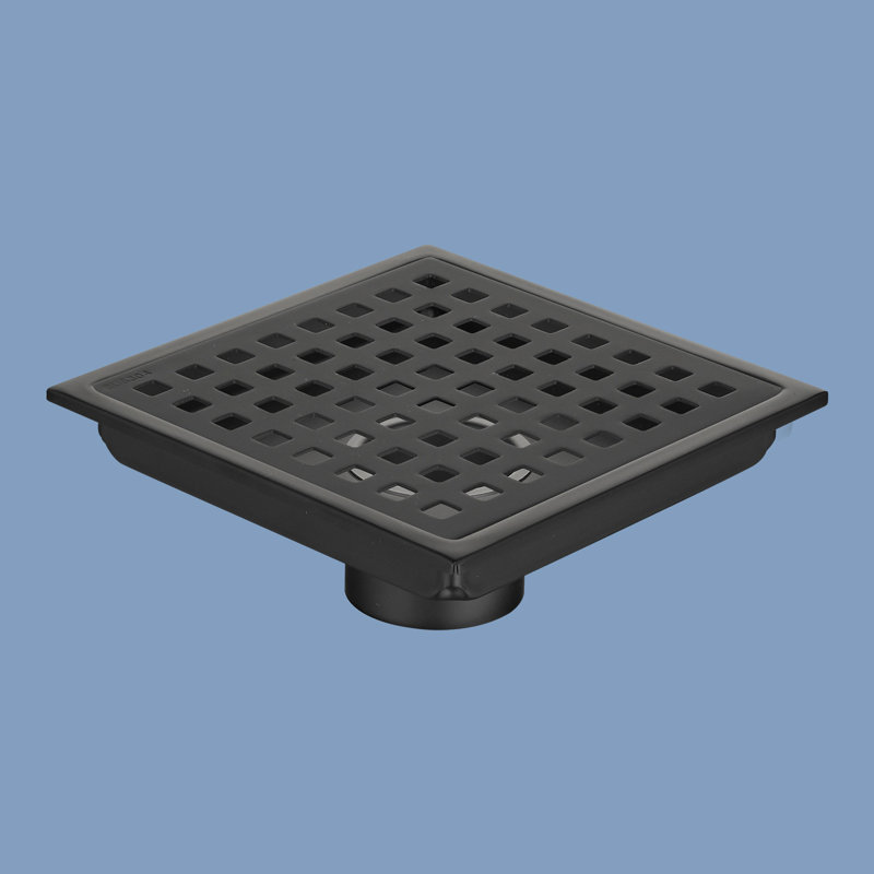 Grille de drain de douche l 6 po, Noir mat