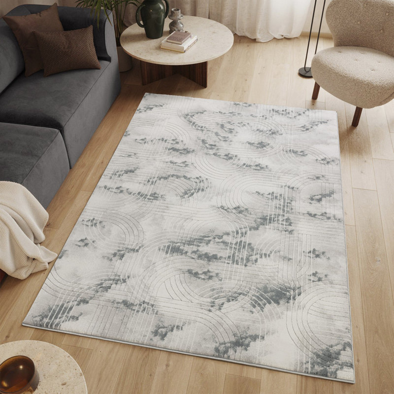 Tapis gris Geometrix - Un ajout charmant à votre décor, Rectangle 7 pi 10 po x 10 pi 6 po