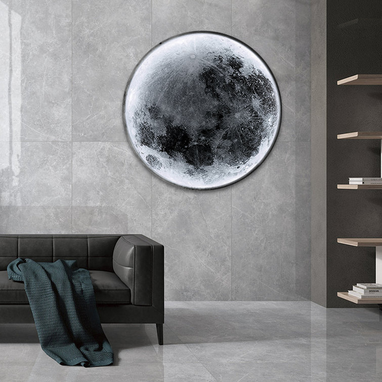 60cm Integrated Flush Mount Dimmable moon wall light,LED wall light with remote control